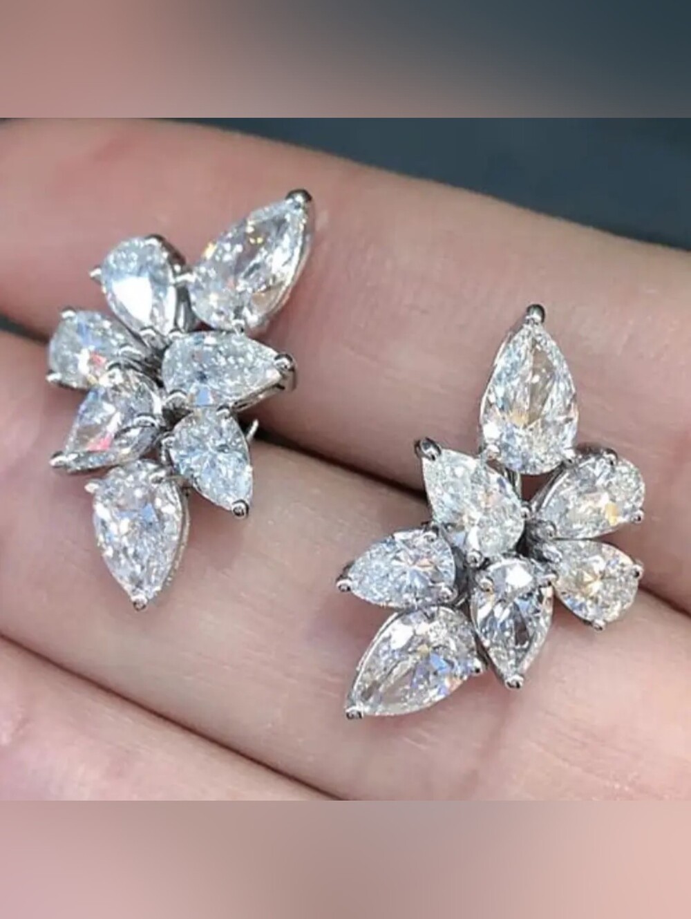 Sparkling Quartz Floral Cluster Stud Earrings